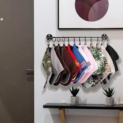 CAPHONT Hat Rack for Baseball Cap Organizer with 24 Hooks, Modern Metal Hats Storage Wall Mounted Caps Hanger for Closet Door Bedroom Entryroom Laundry, 2 Pack