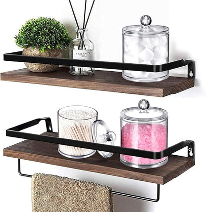 SheeChung Qtip Dispenser Holder Bathroom Vanity Organizer Apothecary Jars Canister Set for Cotton Ball，2 Pack,15 Oz. & 20 Oz.&Vintage Farmhouse Decor Metal Vanity Tray(Black，2 Pack)