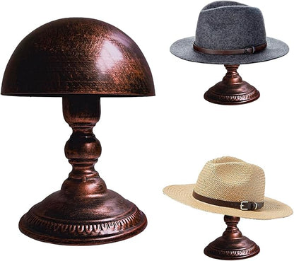 CHADWICK Hat Stand Vintage Style Dome Shape Freestanding Hat Stands for Display Metal Hat Display Stand Cowboy Hat Rack Wig Holder Hat Rack Stand Helmets Wigs Hats Caps Stand (Bronze)