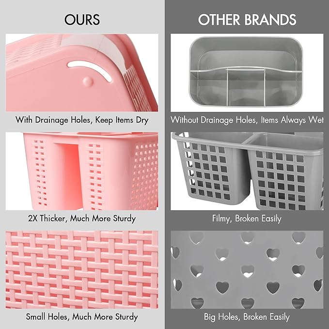 Tiawudi Portable Shower Caddy, Caddy Organizer with Handle, Plastic Shower Basket Hold Soap, Shampoo, Hair Supplies and Beauty Products, Cleaning Supplies Organizer for Home, Dorm, Shelf and Cabinet
