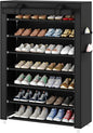 Laiensia 7-Tier Vertical Shoe Rack Organizer, Space Saving Shoe Storage Organizer, Non-Woven Cover Shoe Shelf Holds 28-35Pairs for Bedroom, Hallway, Closet Entryway, Black