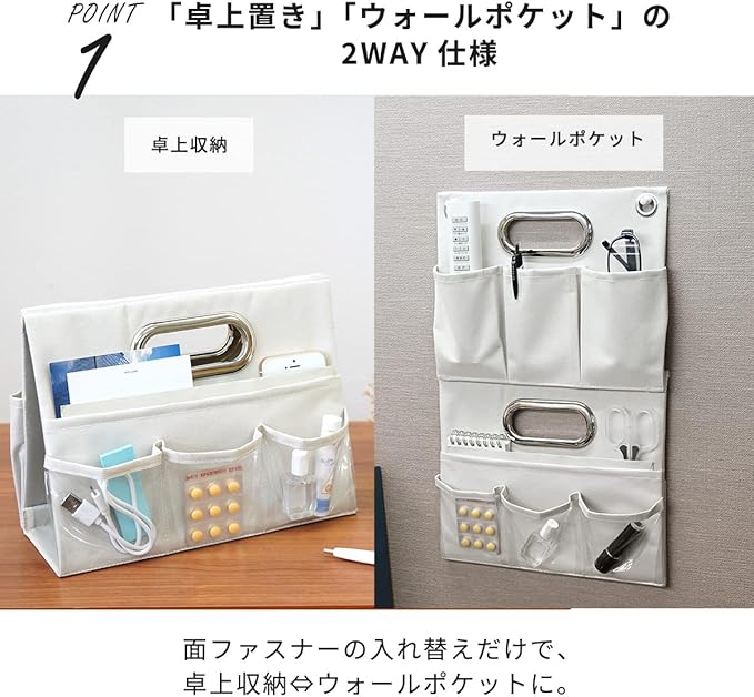 Toyo Case, Strelia Mirado, 2 Way, Pocket Rack, Wall Pocket, Desktop Storage, Desk, Table, Wall Hanging, Living Room, Office, Storage, 7 Pockets, Transparent Pockets, Includes Handles, Remote Control