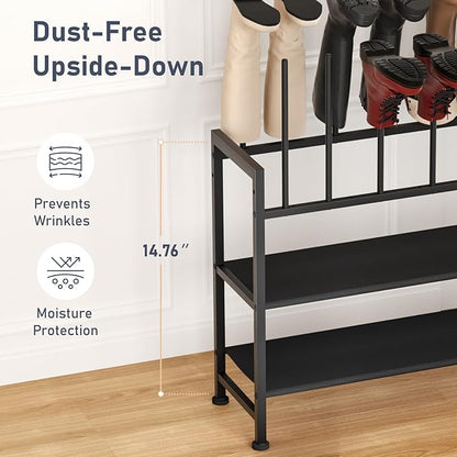 DIMJ Boot Rack 4-Tier - Black Metal Boot Storage Rack for Tall Boots Organizer, Multiuse Shoe Rack for Boots, Sneakers, High-Heel, Entryway, Fits 8-Pairs