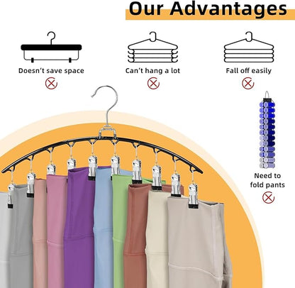3 Pack Legging Organizer for Closet,Metal Yoga Pants Hanger with 10 Clips Hold 30 Leggings,Jeans,Hats,Bras,Shorts,Socks,Space Saving Hanging Closet Organizers and Storage,Black