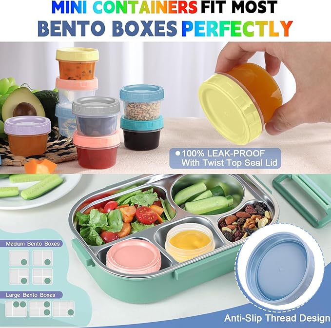 Yomarket 12pcs 2 oz Salad Dressing Container To Go Small Sauce Containers with Lids, Reusable Condiment Cups for Lunch Box, Leakproof, Freezer, Microwave & Dishwasher Safe