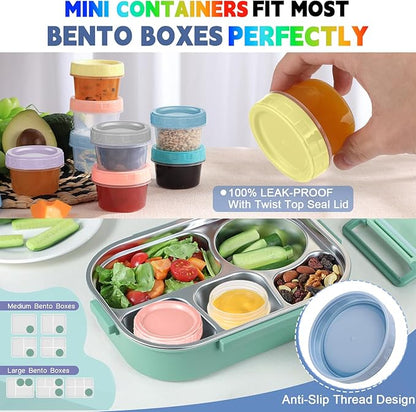 Yomarket 12pcs 2 oz Salad Dressing Container To Go Small Sauce Containers with Lids, Reusable Condiment Cups for Lunch Box, Leakproof, Freezer, Microwave & Dishwasher Safe