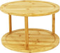 Wood Lazy Susan Organizer Bamboo 2-Tier Rotating Storage Rack – 360° Turntable Organizer for Kitchen, Spices, Cosmetics