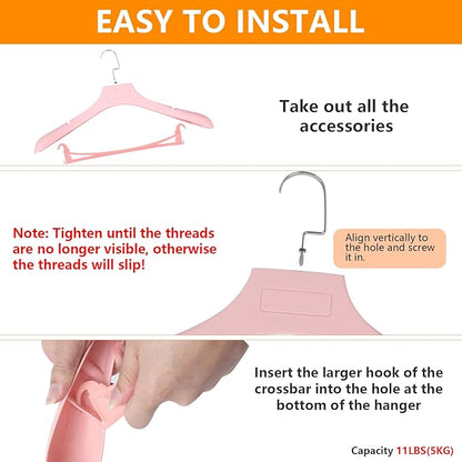 DEDU Plastic Extra Wide Shoulder Suit Hangers for Men 15 Pack Width 17.7", Pink Sweater Hangers no Shoulder Bump Non Slip for Thick Sweaters, Clothes Hangers with Pants Bar & Metal Hook