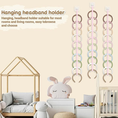 Norme 3 Pcs 3.3FT Extended Headband Holder Organizer Wall Hanging Hairband Storage for Women Hair Hoop Display Headband Hair Accessories Organizer for Bedroom, Dorm & Closet(Pink)