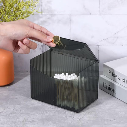 Double Compartment Qtip Holder with Lid,Cotton Ball Holder with Lid,Cotton Pad Holders,Container Dispenser Box for Bathroom Home Storage Organization(Green)