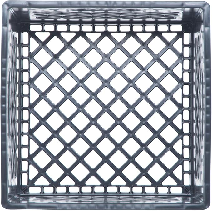Hudson Exchange 13 x 13 x 11" (16 Quart, 4 Pack) Mesh Commercial Grade Milk Crate Handled Storage Container Tote, Black