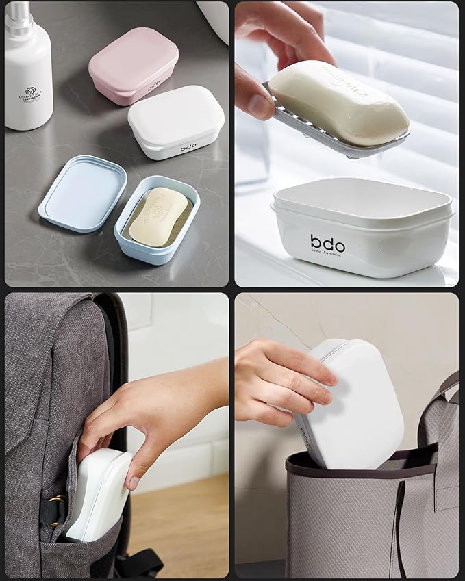 Doter Travel Soap Case, Leakproof Soap Container with Lid, Portable Bar Soap Holder for Traveling, Soap Dishes for Bathroom, Shower, Gym, School, Camping, Vacation, Outdoor