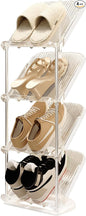 YYW Narrow Shoe Rack Vertical Shoes Rack for Entryway Corner Shoe Storage Organizer for Small Spaces Transparently Tall Slim Shoe Shelf for Front Door Entrance Living Room White 4 Layers