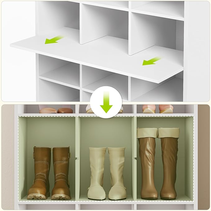 LITTLE TREE 70.9" Tall Shoe Rack, 10-Tier Freestanding Shelf, Max. Store 30 Pairs, Shoe Cabinet Organizer for Living Room, Entryway, Cloakroom, White