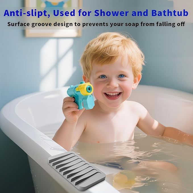 2Pcs Self Draining Soap Dishes, Soap Dish for Bathroom Sink, Premium Silicone Soap Holder, Bathroom, Kitchen, Sponges, Keep Soaps Bars Dry Clean, Extend Life Easy Clean Non - Slip Design