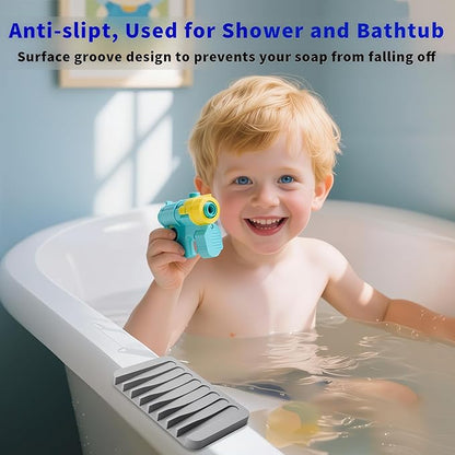 2Pcs Self Draining Soap Dishes, Soap Dish for Bathroom Sink, Premium Silicone Soap Holder, Bathroom, Kitchen, Sponges, Keep Soaps Bars Dry Clean, Extend Life Easy Clean Non - Slip Design