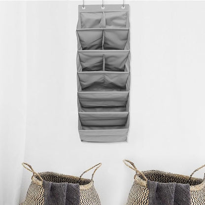 Cabilock -the-door Hanging Storage Bag, 9-compartment Grey Shoe Organizer, Sturdy Multi-layer Dormitory Storage Pouch for Home and Closet Organization