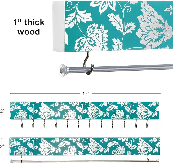 2 Piece Fashion Jewelry Holder Set (Teal and Silver Floral)