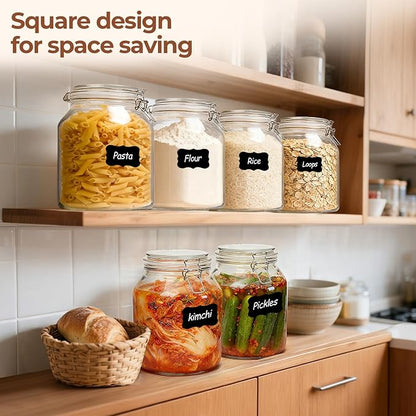 ComSaf 2 Pack 0.7 Gallon (88 Oz) Large Glass Jars with Airtight Lids, Wide Mouth Fermenting Jar for Pantry, Bulk Food Storage Canister for Flour, Sourdough Starter, Pickling, with Scoop