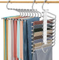 Upgrade 9 Layers Pants Hangers Space Saving, 2 Pack Multifunctional Pants Rack Non Slip Stainless Steel Clothes Space Saver Hangers Closet Organizers Storage for Pants Jeans Leggings, Creamy White