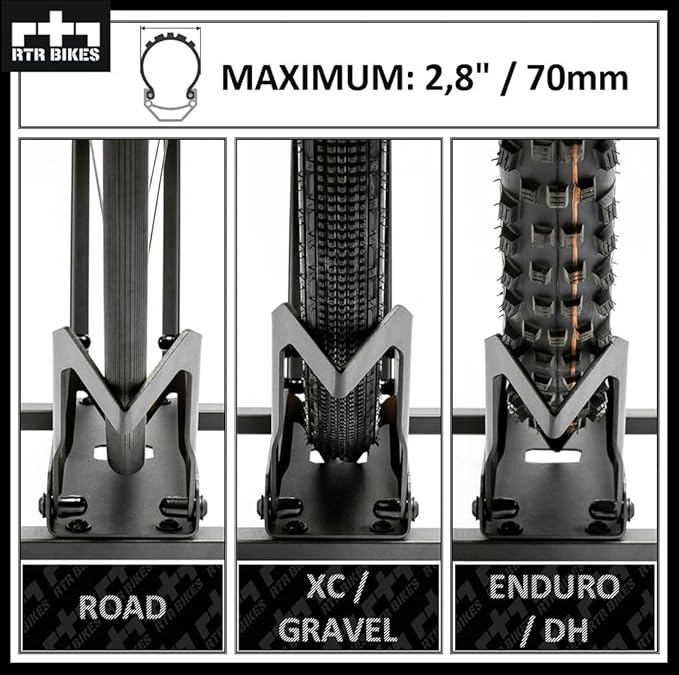 RTR BIKES Brutus Professional Bike Floor Stand – Heavy Duty Steel Rack for E-Bikes & MTB up to 66 lbs (30kg) – Fits 26-29" Wheels & Tires up to 2.8" – Garage Storage & Wash
