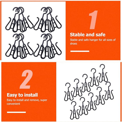 SEWACC 10-pcs Black Plastic Shoe Hanging Organizer Hooks Slipper Drying Rack Closet Boot Hangers for Home Dorm Storage
