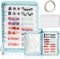 DHATMYC Press On Nail Storage Organizer Binder with 8 Insert Pages - A5 Size Reusable Fake Nail Swatch Star Collecting Book Polish Color Display Holder Container with Tape and Zipper Pocket (BLUE)