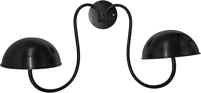 Owlgift Modern Metal Wall Mounted Entryway Retail Hat Rack/Wig Display Stand w/ 2 Circular Hat Hooks, Black