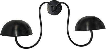 Owlgift Modern Metal Wall Mounted Entryway Retail Hat Rack/Wig Display Stand w/ 2 Circular Hat Hooks, Black