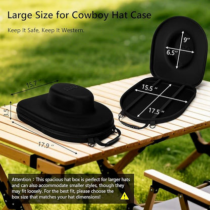 Anysiny Cowboy Hat Box for Travel-Crush Proof Hat Travel Case for Cowboy Hats Holder Storage Box Organizer Cap Carrier with Adjustable Carry Strap