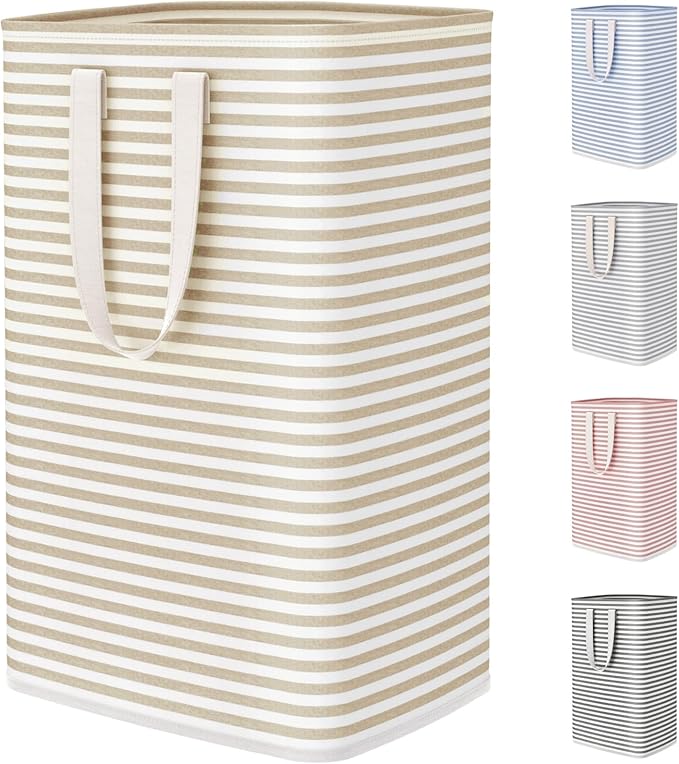 Lifewit 75L Large Collapsible Laundry Hamper, Tall Foldable Dirty Clothes Baskets Waterproof, Freestanding Design with Easy Carry Handles in Dorm Bedroom Bathroom College, Beige