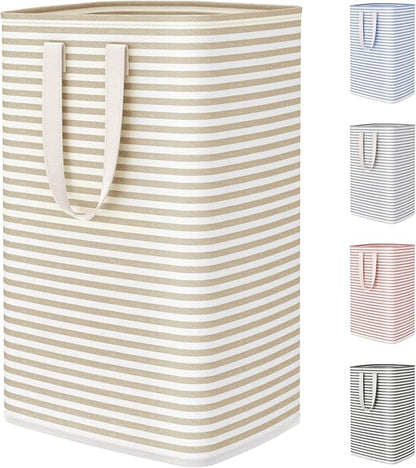 Lifewit 75L Large Collapsible Laundry Hamper, Tall Foldable Dirty Clothes Baskets Waterproof, Freestanding Design with Easy Carry Handles in Dorm Bedroom Bathroom College, Beige