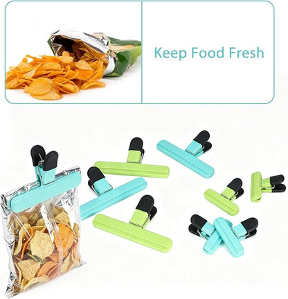 8 Pack Chip Clips, Wide Open Food Clips Bag Clips for Food Storage with Airtight Seal Grip, Snack Clips for Food Bags, Heavy Duty Sealing Clip for Home, Office and More (4 x L, 4 x S)