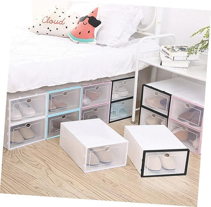 6pcs Stackable Shoes Storage Box Plastic Shoe Container for Men Sky-blue for Organizing Closet and Spaces