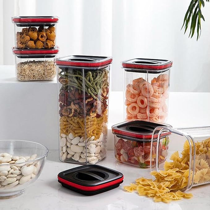 Cereal Storage Box,Large Capacity Airtight Food Storage Containers,Plastic Cereal Storage Containers for Kitchen Organizer Black2000ml