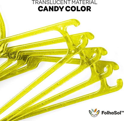Kids Plastic Hangers (20 Pack, Yellow), 11.4 Inch Colored Translucent Hangers for Baby/Toddler Clothing (Girls and Boys Aged 2 to 6)