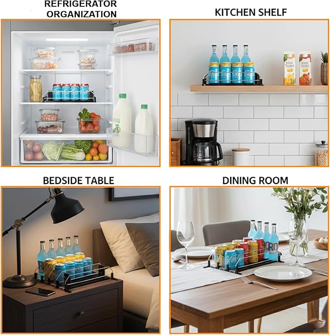 Drink Organizer For Fridge Large Capacity 5 Rows Soda Can Organizer, Automatic Pusher Glide with Removable Dividers For Drink Organizer, Can Holders For Fridge, Space-Saving Can Dispenser For Kitchen