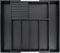 VaeFae Bamboo Silverware Drawer Organizer Kitchen, Expandable Utensil Organizer with Knife Block, Cutlery Tray with Divider, Multifunctional Drawer Organizer (Black)