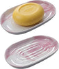 Ceramic Marble Pattern Soap Dish, Textured Raised Soap Saver Tray for Shower Bathroom Kitchen Sink Vanity, Easy to Clean Multi-Use Holder for Bar Soap Jewelry Rings Keys, Red (1 Pack)