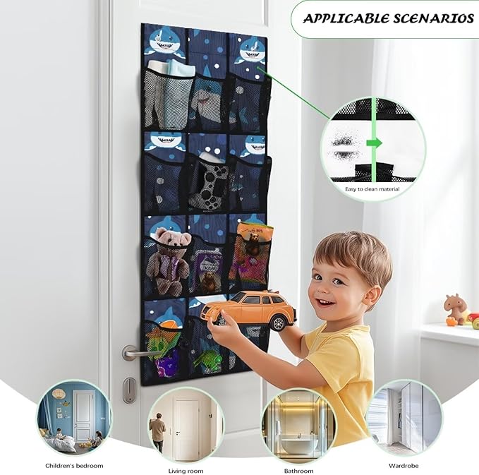 Shark Over the Door Shoe Organizer,Behind Door Shoes Hang Holder Rack,Hanging Shoe Storage Hanging Bag Unique Print