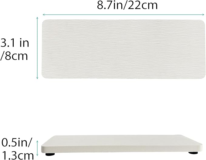 NiuYichee 2-Pack Water Absorbing Stone Trays for Sink, Quick-Drying Diatomite Tray, Bathroom Soap Dish, Absorbent Stone Soap Tray, Dish Soap Holder, White (8.66 x 3.15 Inches)