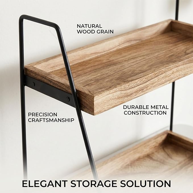 Krismax Bathroom Countertop Organizer, 2 Tier Vanity Organizer and Storage for Cosmetic Skincare Perfume, Wood Storage Shelf for Bathroom Kitchen Coffee Station Tiered Tray