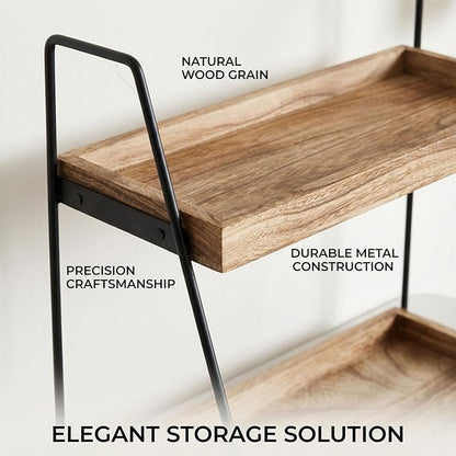Krismax Bathroom Countertop Organizer, 2 Tier Vanity Organizer and Storage for Cosmetic Skincare Perfume, Wood Storage Shelf for Bathroom Kitchen Coffee Station Tiered Tray