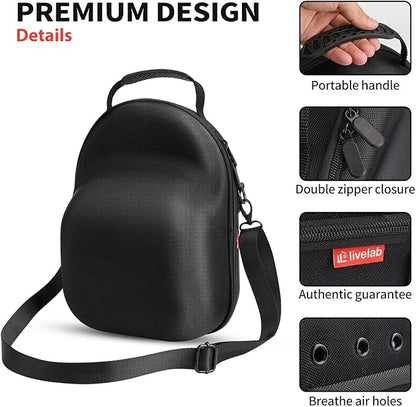 Livelab Hat Case, Hard Hat Case for Baseball Caps, Hat Storage with Carrying Handle & Shoulder Strap, Hat Organizer Protects Up to 6 Hats, Perfect for Travel & Home Storage - Black