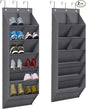BZV Lemon 2 Pack Hanging Closet Organizer with 9 Deep Pockets, Over the Door Shoe Rack, Holder for Narrow Door Dorm RV Storage, Grey