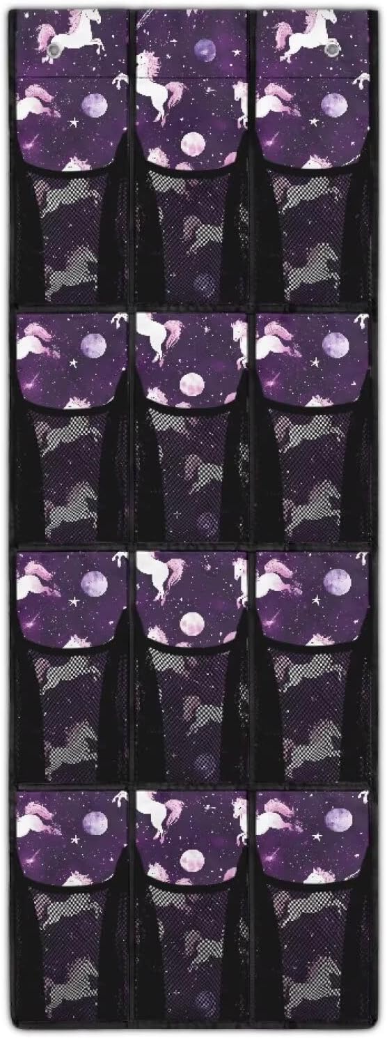 Purple Shoe Organizer Over The Door Mesh Fabric Door Hanger Organizer for Closet Lucky Horse Wall Hanging Storage Space Saving Panda Shoe Holder Hanger for Bathroom