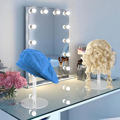 4PCS Acrylic Hat Stand and Wig Display Rack with Height Adjustable, Clear Dome Tabletop Hat Stand Cap, Sun Hat Holder Stand, Cowboy Hat Holder Baseball Cap Rack for Display