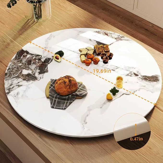 19.69" Lazy Susan for Table Top Sintered Stone Rotating Serving Tray for Dining Table, Kitchen Lazy Susan Organizer Spinning Rotating Food Server Party Centerpieces