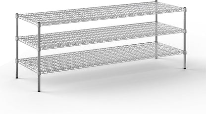 24" Deep x 72" Wide x 27" Height Wire Shelving Kit | 3-Tier | NSF Commercial Storage Rack Unit