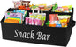 Snack Organizer for Countertop, Trapezoid Fabric Snack Bin Holder with Side Handles, 6 Compartment Snack Basket Container, Lightweight Snack Bar Station Organizer, Kitchen Pantry Storage-Black